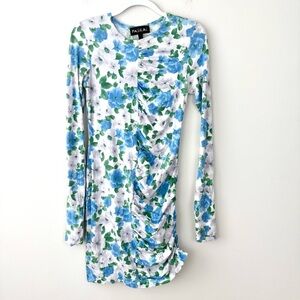 Paskal Bodycon Ruched White Floral Mini Dress